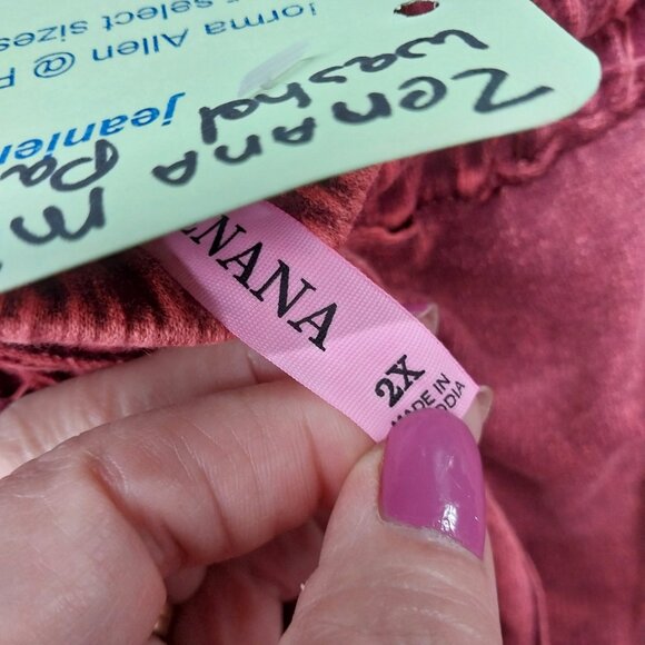 3539 Size 2X Zenana Mineral Washed Upcycled Pull On Pants with Raw Hem,NWT. - Picture 7 of 7